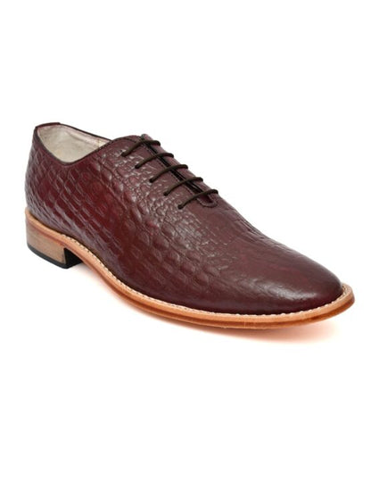Goodyear Welted Derby Shoes :  Wine Croco Embossed leather with Memory foam footpad.