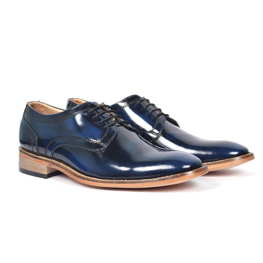 Goodyear Welted Derby Shoes :  Blue Brush off leather with Memory foam footpad.