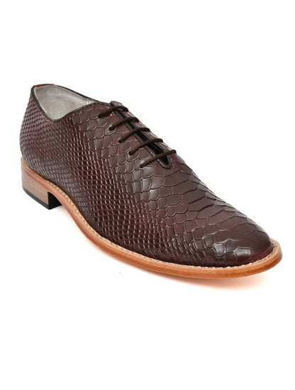 Goodyear Welted Derby Shoes :  Brown Cobra Embossed leather with Memory foam footpad.