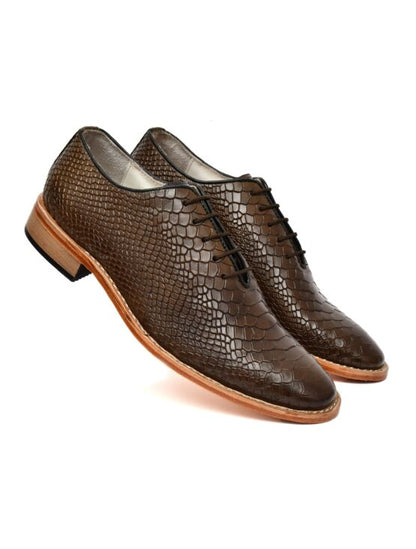 Goodyear Welted Derby Shoes :  Green Cobra Embossed leather with Memory foam footpad.