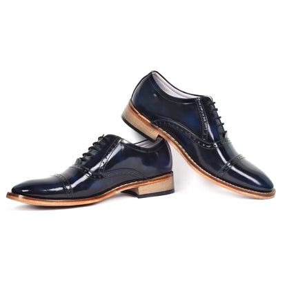 Goodyear Welted Oxford Shoes :  Blue Brush off leather with Memory foam footpad.