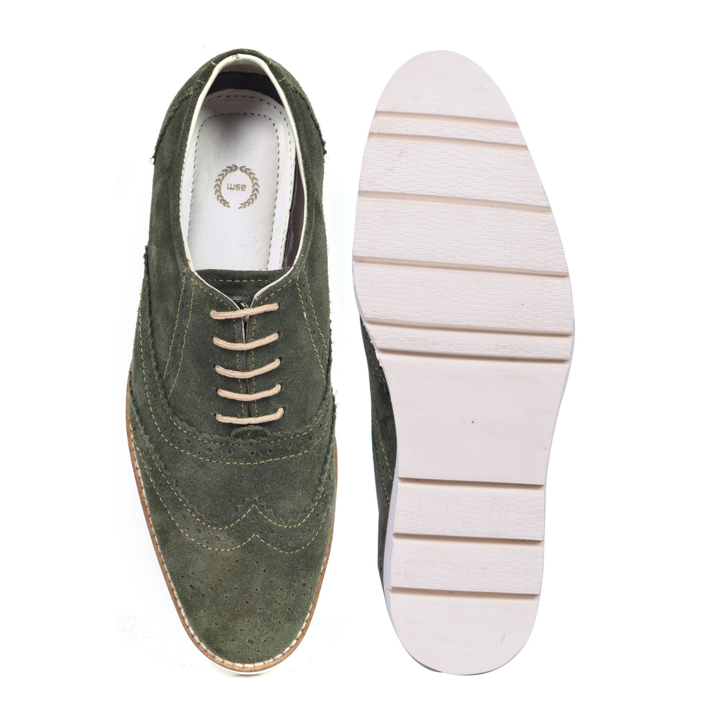 Sneakers : Green Suede leather Sneakers with Memory foam footpad. Article : SN30-Green