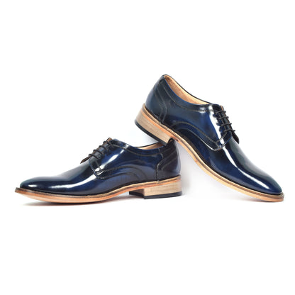Goodyear Welted Derby Shoes :  Blue Brush off leather with Memory foam footpad.