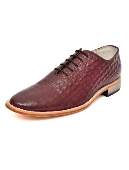 Goodyear Welted Derby Shoes :  Wine Croco Embossed leather with Memory foam footpad.