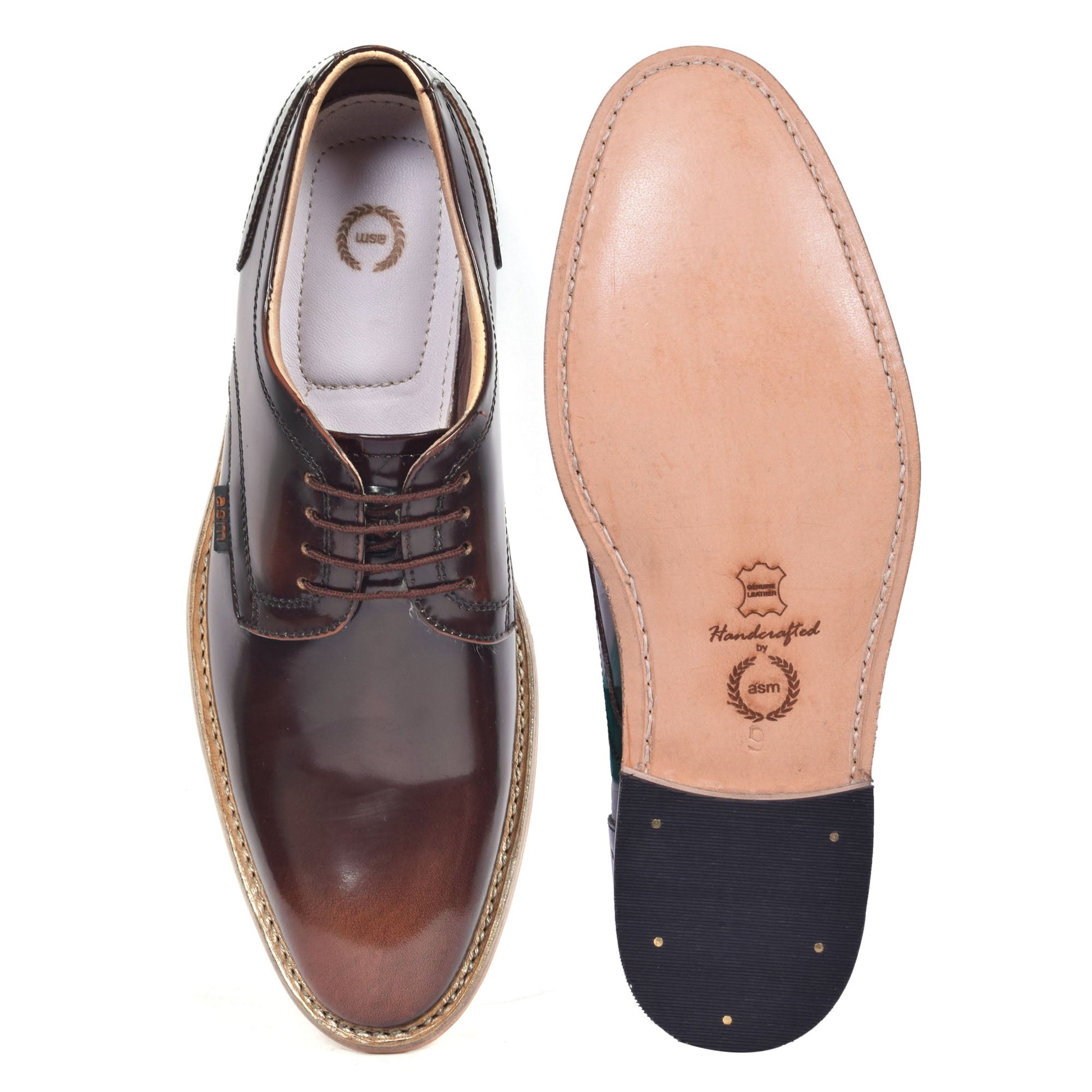 Goodyear Welted Derby Shoes :  Tan Brush off leather with Memory foam footpad.