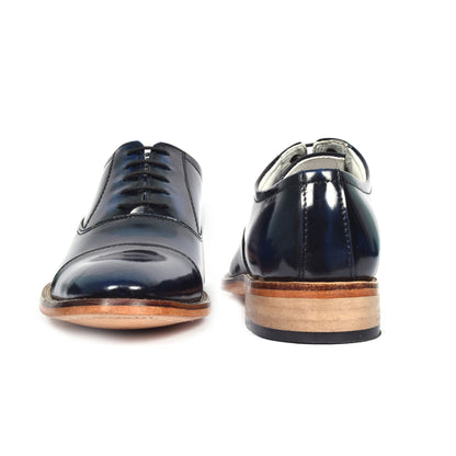 Goodyear Welted Oxford Shoes :  Blue Brush off leather with Memory foam footpad.