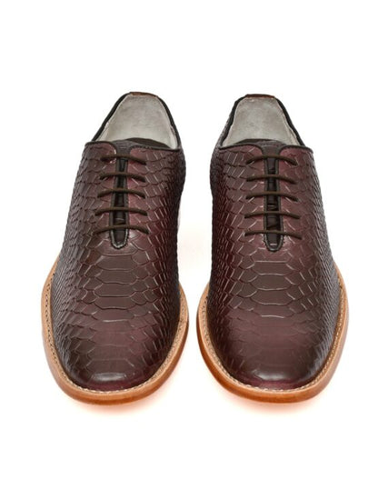 Goodyear Welted Derby Shoes :  Brown Cobra Embossed leather with Memory foam footpad.