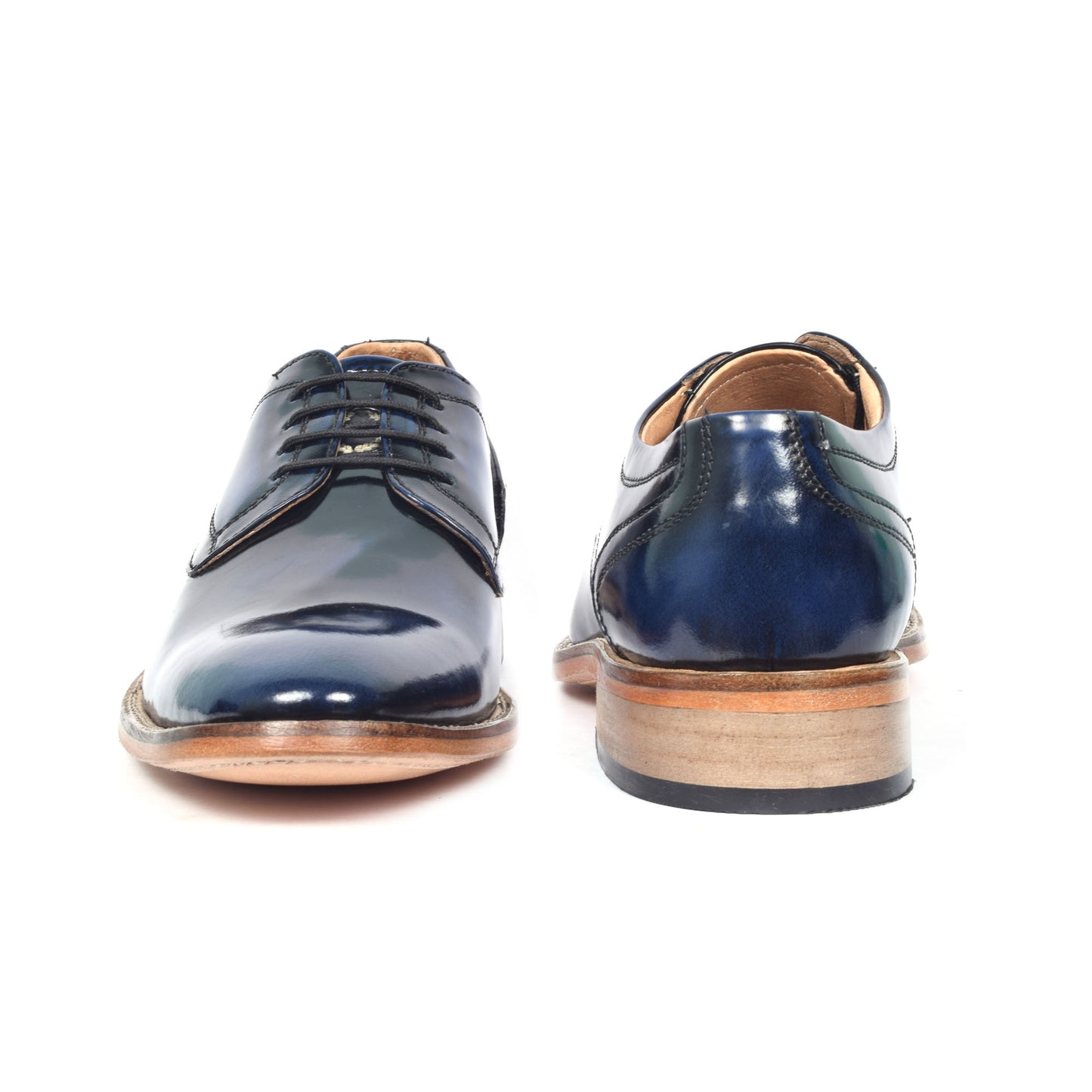 Goodyear Welted Derby Shoes :  Blue Brush off leather with Memory foam footpad.