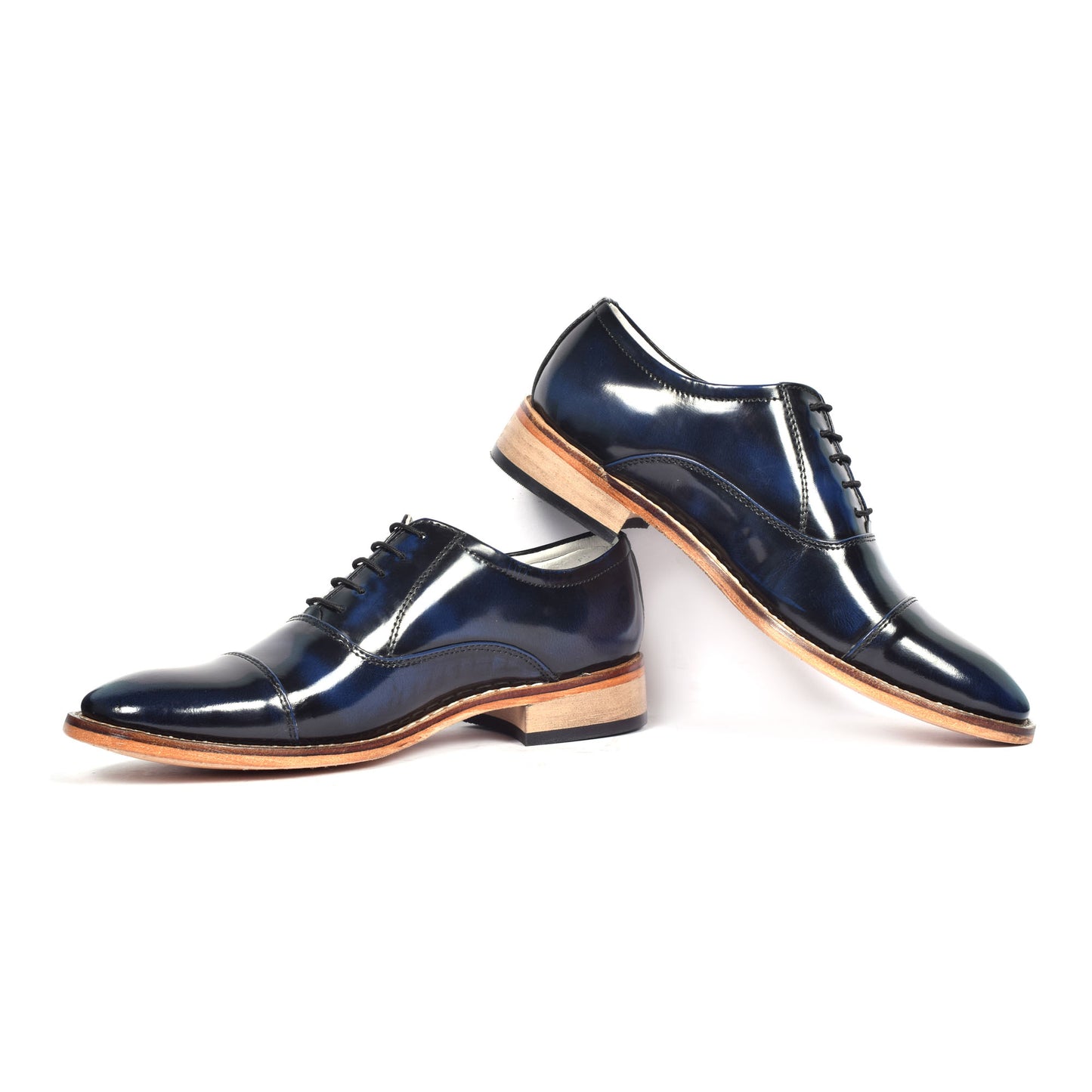 Goodyear Welted Oxford Shoes :  Blue Brush off leather with Memory foam footpad.