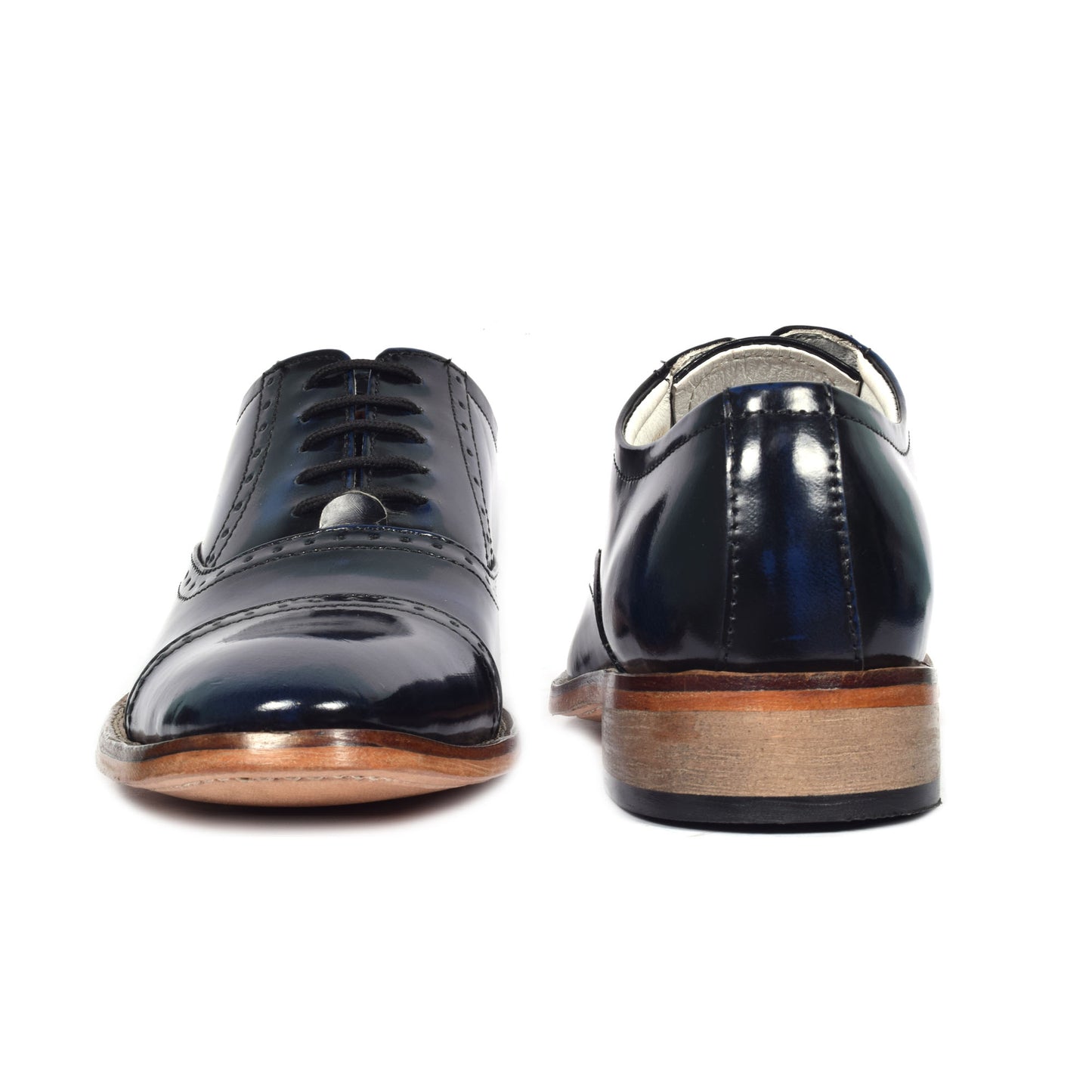 Goodyear Welted Oxford Shoes :  Blue Brush off leather with Memory foam footpad.