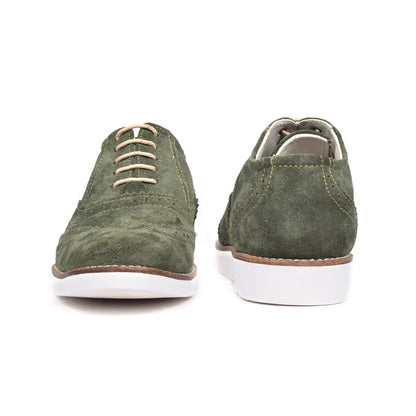 Sneakers : Green Suede leather Sneakers with Memory foam footpad. Article : SN30-Green
