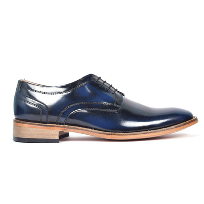 Goodyear Welted Derby Shoes :  Blue Brush off leather with Memory foam footpad.