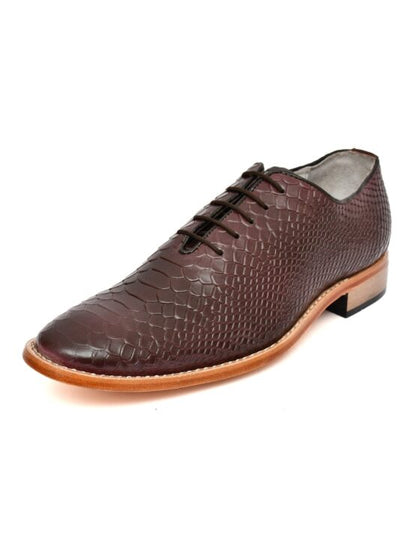 Goodyear Welted Derby Shoes :  Brown Cobra Embossed leather with Memory foam footpad.