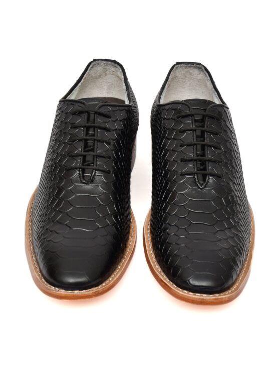 Goodyear Welted Derby Shoes :  Black Cobra Embossed leather with Memory foam footpad.