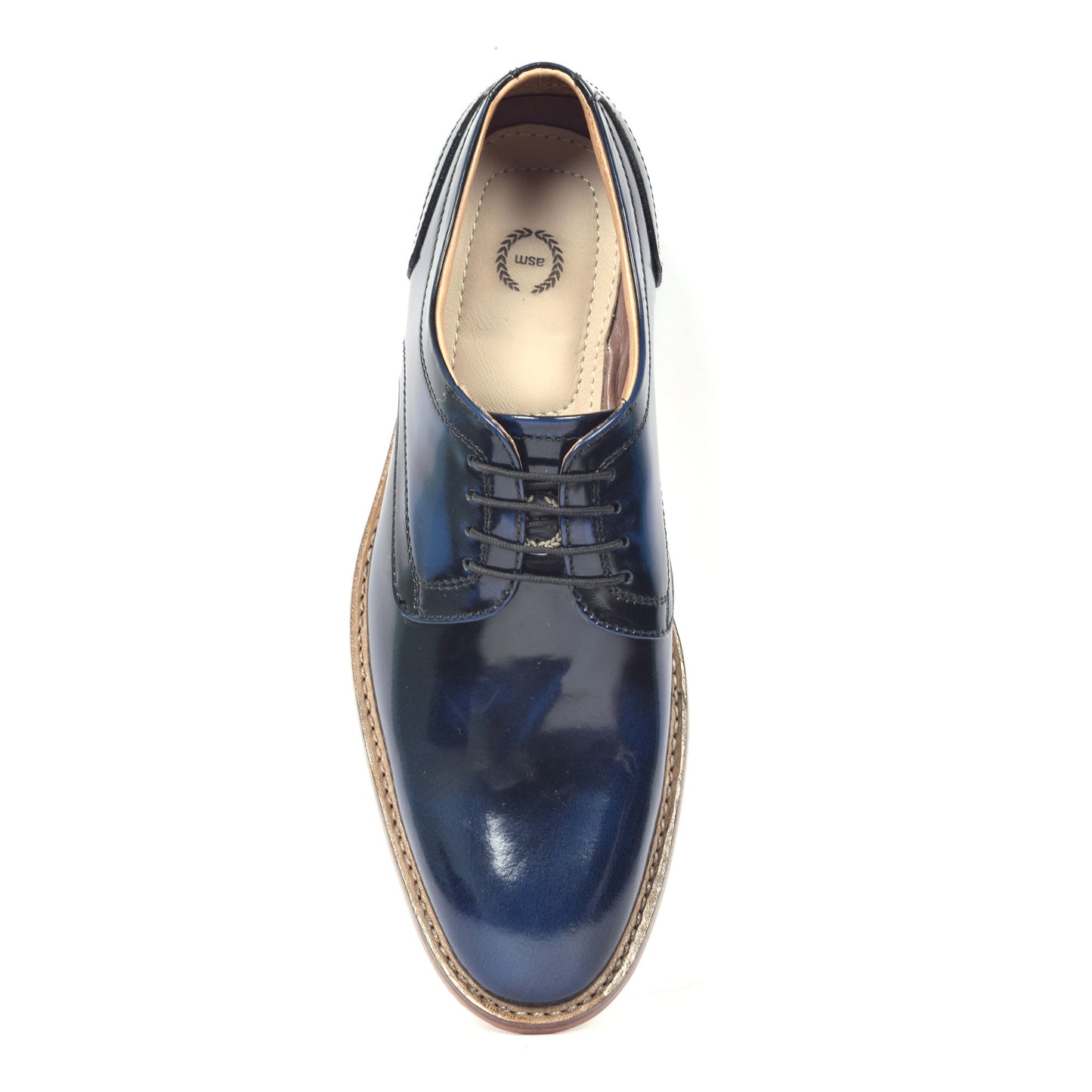 Goodyear Welted Derby Shoes :  Blue Brush off leather with Memory foam footpad.