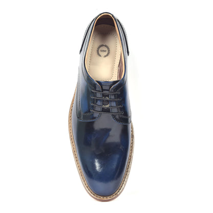 Goodyear Welted Derby Shoes :  Blue Brush off leather with Memory foam footpad.