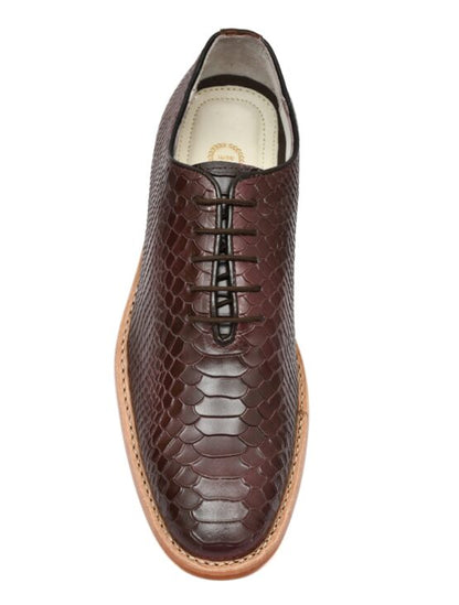 Goodyear Welted Derby Shoes :  Brown Cobra Embossed leather with Memory foam footpad.