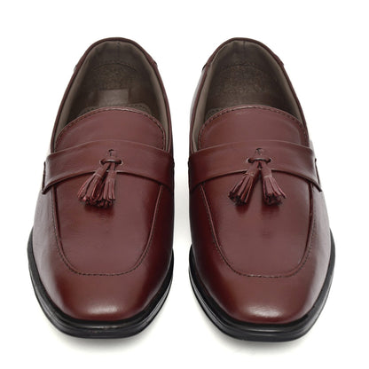 Penny loafers :  Wine leather Penny loafer with Tassel & Memory foam footpad. Article : Al107T-Wine
