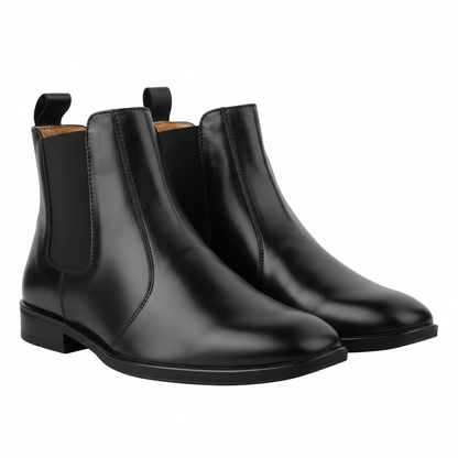 Elevator Shoes : 3″Inches Hidden Height Increasing Black leather Chelsea boots. - Agra Shoe Mart