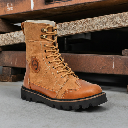 Elevator Boots : 3.5″ Inches Hidden Height Increasing Tan Rugged leather Boots.