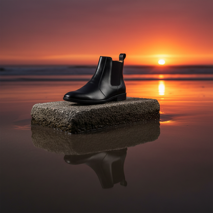 Elevator Shoes : 3″Inches Hidden Height Increasing Black leather Chelsea boots. - Agra Shoe Mart