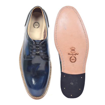 Goodyear Welted Derby Shoes :  Blue Brush off leather with Memory foam footpad.