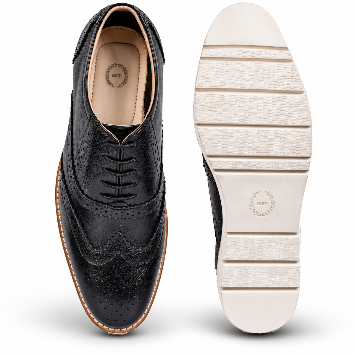 Black leather Sneakers with Memory foam footpad by ASM. 