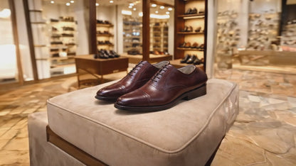 Elevator Shoes : 3″ Inches Hidden Height Increasing Wine Leather Oxford Shoes.