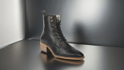 Scarpe Rialzate : Stivaletti Oxford con rialzo interno di 3.5″ pollici e tacco cubano.