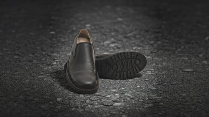 Safety Shoes : Industrial Safety Slip On Derby Boots with Steel Toe & Memory foam footpad.