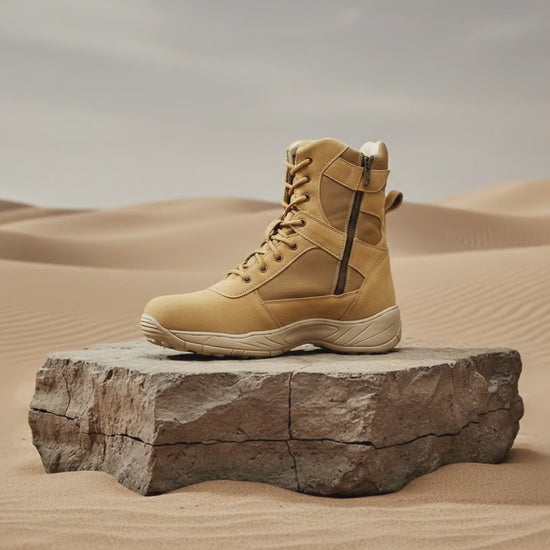 Air Force Uniform Boots : 9 Inches Beige Suede leather Air Force boots for officers with Memory foam footpad.