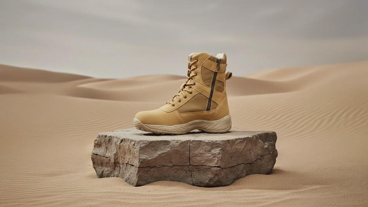 Air Force Uniform Boots : 9 Inches Beige Suede leather Air Force boots for officers with Memory foam footpad.