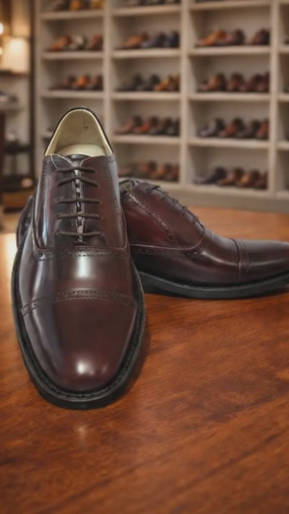 Elevator Shoes : 3″ Inches Hidden Height Increasing Wine Leather Oxford Shoes.