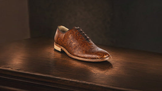 Goodyear Welted Tan Derby Shoes - Tan Flora Leather with Memory Foam Footpad