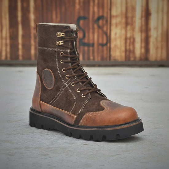 Elevator Boots : 3.5″ Inches Hidden Height Increasing Brown Rugged leather Boots.