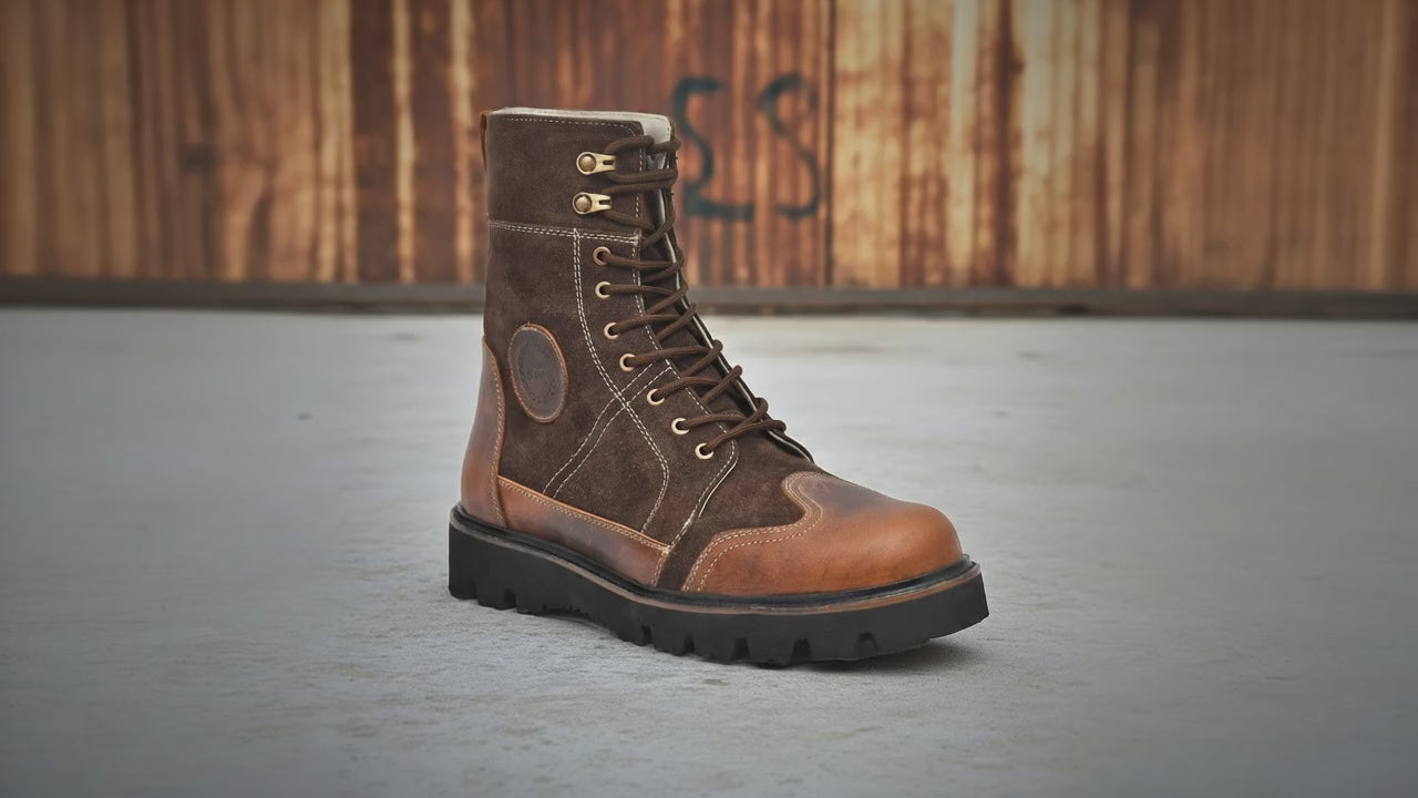 Elevator Boots : 3.5″ Inches Hidden Height Increasing Brown Rugged leather Boots.