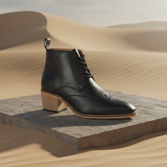 Elevator Shoes : 3.5″Inches Hidden Height Increasing Boots with Cuban Heels.