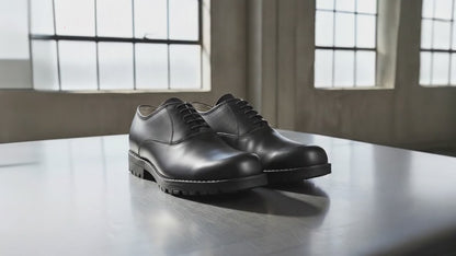 Safety Shoes : Industrial Safety Derby leather Shoes with Steel Toe & Memory foam footpad.