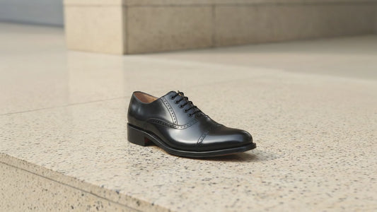 Goodyear Welted Black Leather Oxford Shoes with Memory Foam Footpad