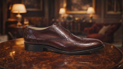 Goodyear Welted Brogue Shoes :  Wine Brush off leather with Memory foam footpad.