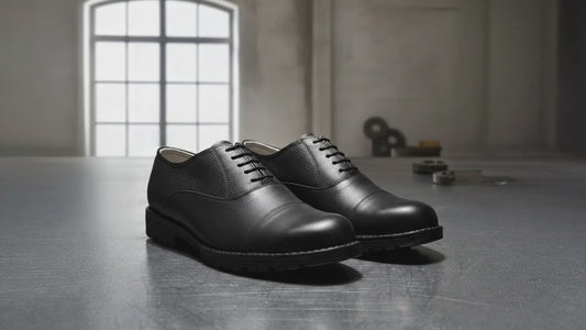 Safety Shoes - Industrial Safety Shoes: NDM Leather Oxford with Steel Toe & Memory Foam Footpad