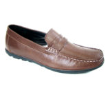 brown leather loafer shoes