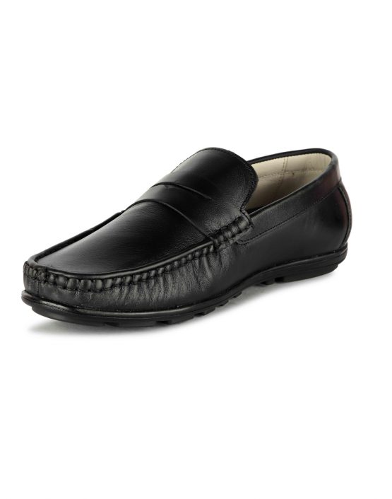 Black Loafers – Buy Black Pure Leather Loafers : Article-230 | Agra ...