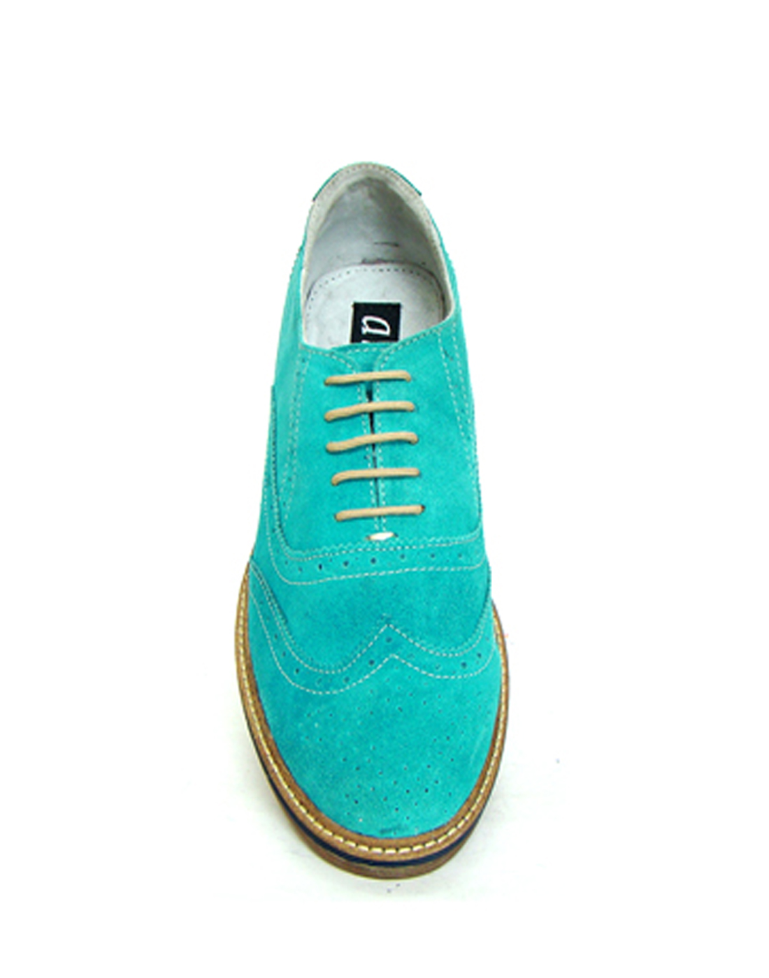 Sky Blue Color Suede Leather Brogue Shoes with Crepe Sole. Size ...