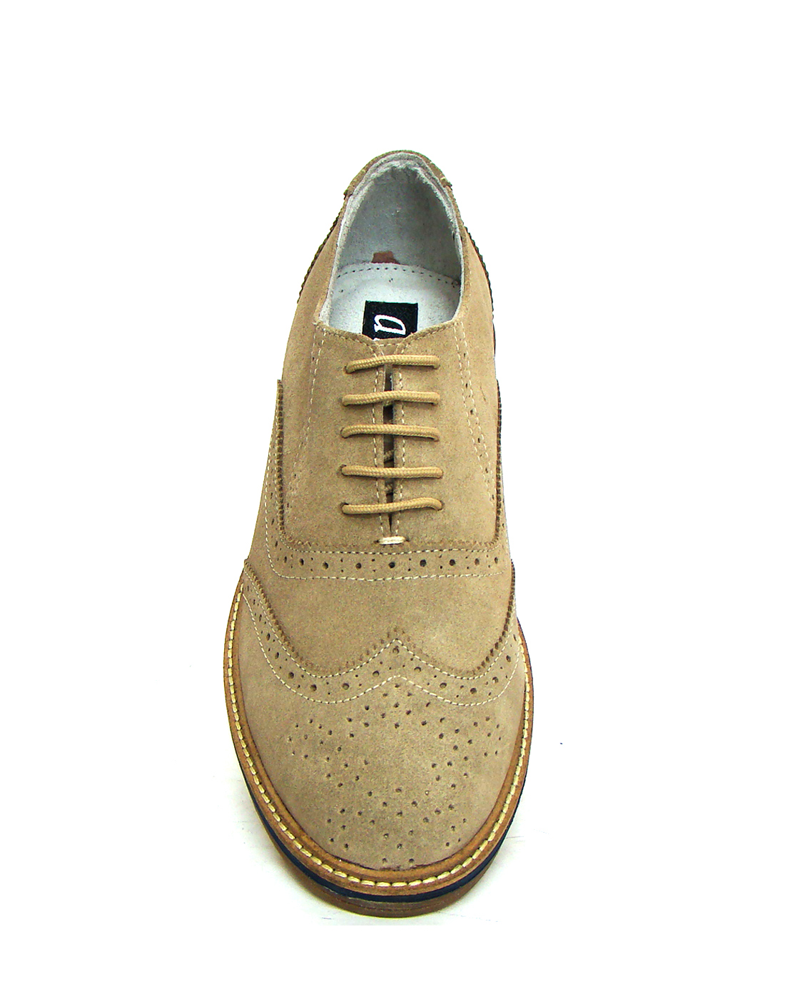 Beige Color Suede Leather Brogue Shoes with Handmade Sole. Size ...
