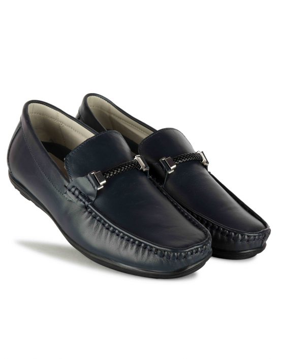 blue leather loafers
