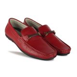 red leather loafers