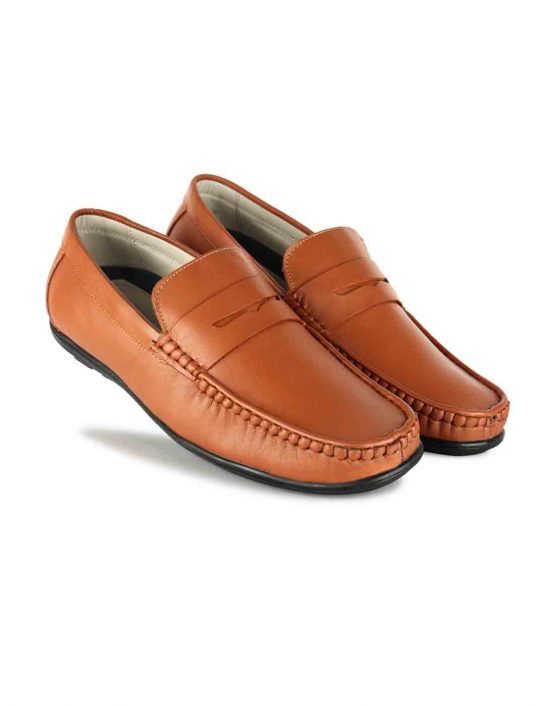 tan leather loafers