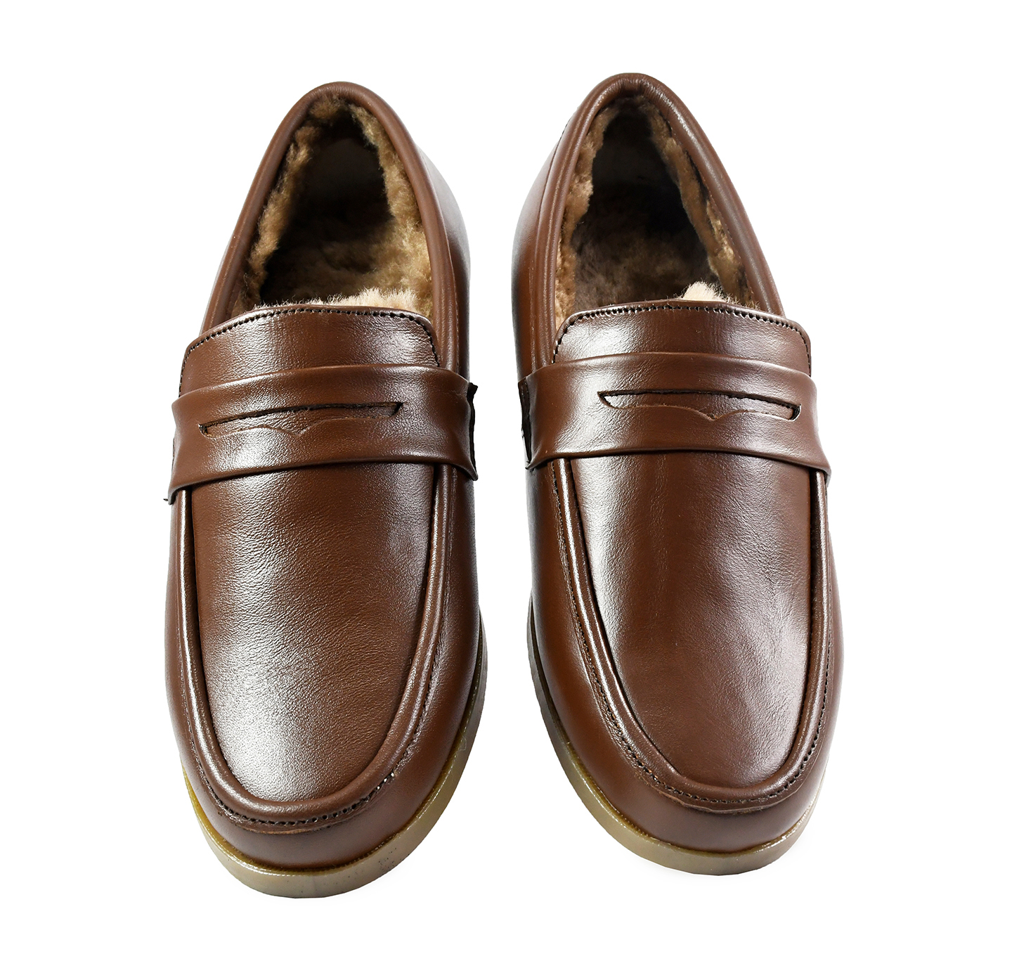 Winter Shoes : Brown Moccasins with Pure Fur, breathable Softy Leather ...