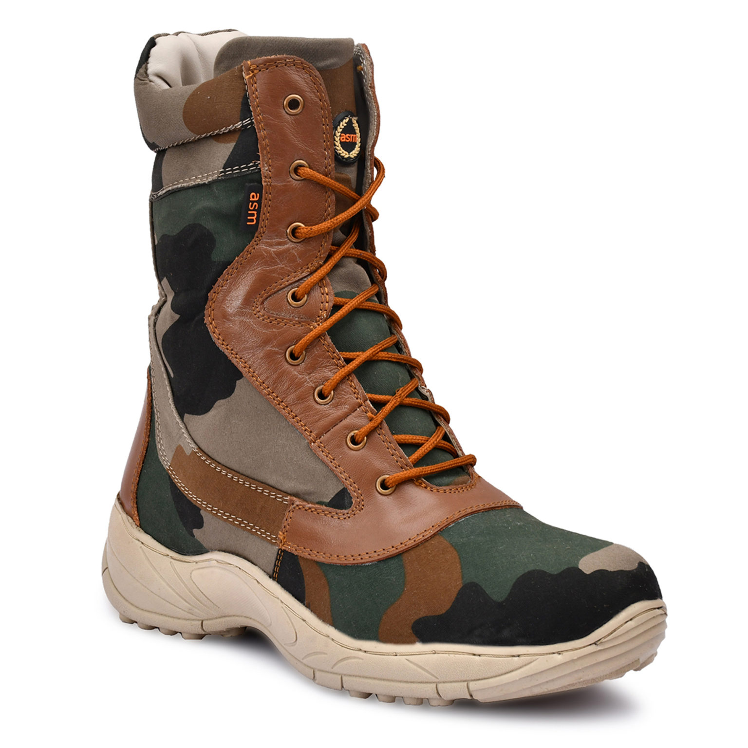 SWAT Tactical Side-Zip Camo & Tan Leather 9 Inches Long Boots. Article ...